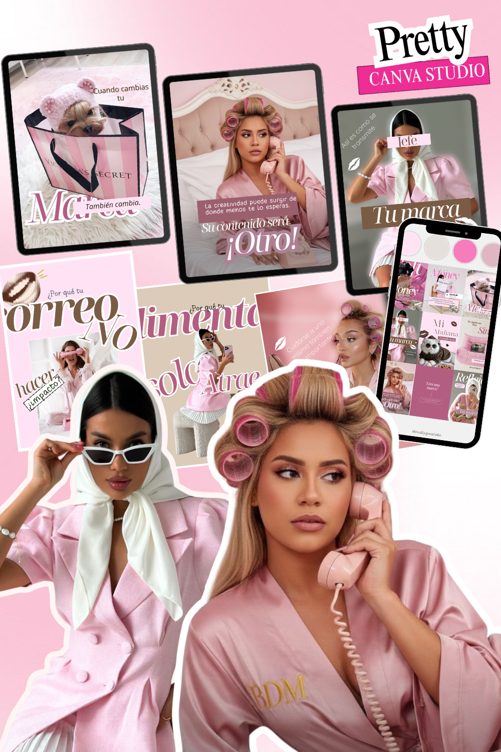 Plantillas Canva del pack Pretty Pink Content Pack