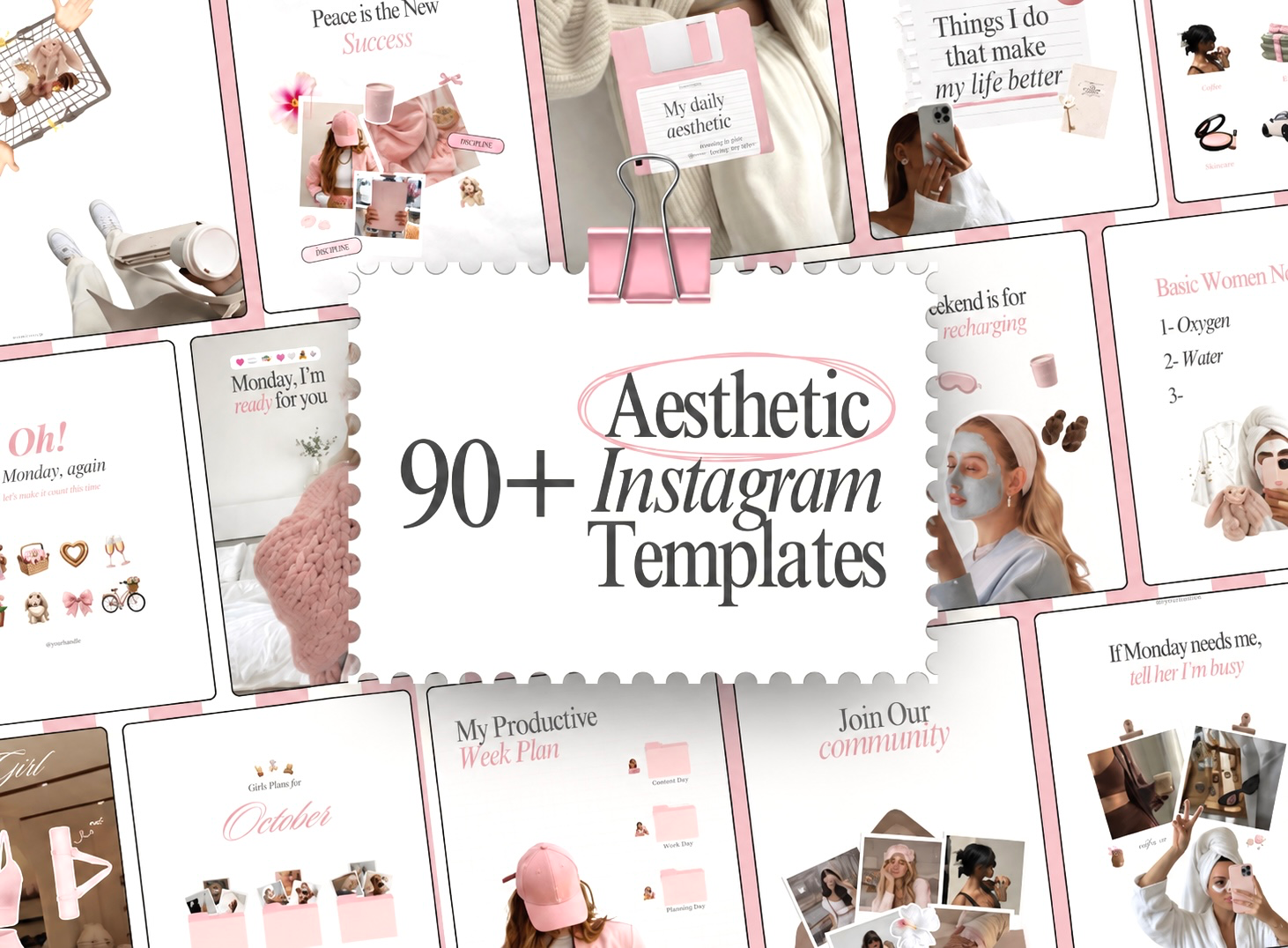 Plantillas Canva del pack iOS Core Pink Aesthetic Girly