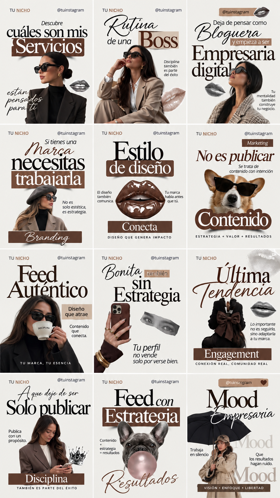 Plantillas Pretty Canva en tonos café