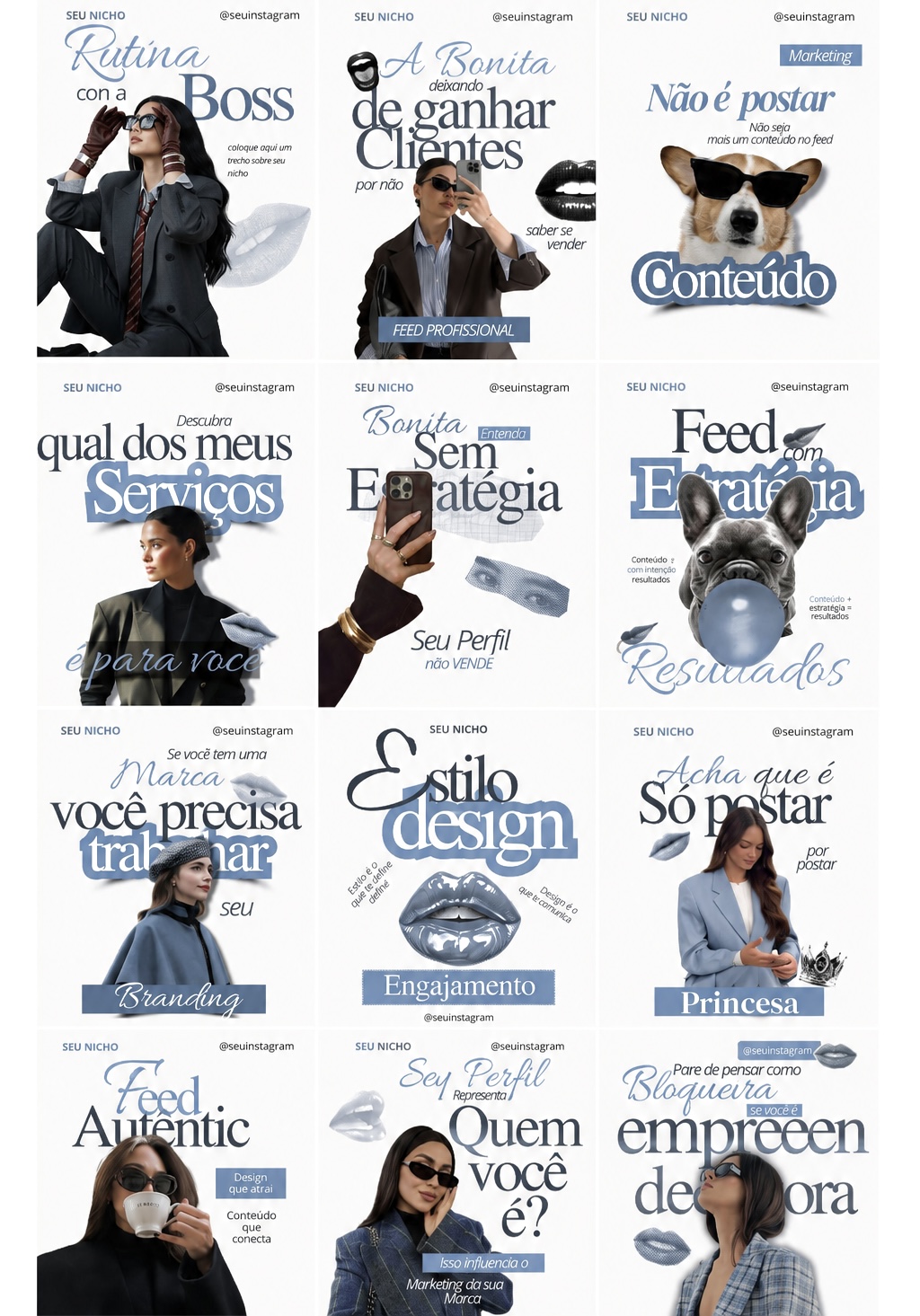 Plantillas Pretty Canva en tonos azul